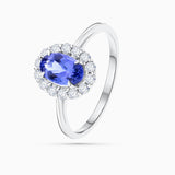 Nicole Sapphire and Diamond Ring in 18k White Gold
