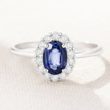 Nicole Sapphire and Diamond Ring in 18k White Gold