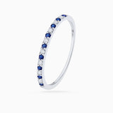 Milette Diamond and Sapphire Half Eternity Ring in 18k White Gold