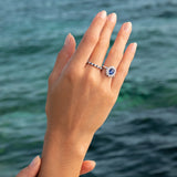 Milette Diamond and Sapphire Half Eternity Ring in 18k White Gold