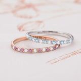 Milette Diamond and Pink Sapphire Half Eternity Ring in 18k Rose Gold