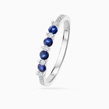 Sortija Saline de Diamantes y Zafiros en Oro Blanco de 18 Kt