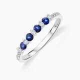 Sortija Saline de Diamantes y Zafiros en Oro Blanco de 18 Kt
