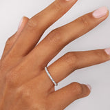 Milette Diamond and Aquamarine Half Eternity Ring in 18k White Gold