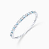 Milette Diamond and Aquamarine Half Eternity Ring in 18k White Gold