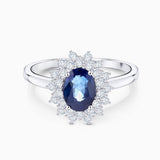 Sortija Irina de Zafiro y Diamantes en Oro Blanco de 18 Kt