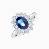 Sortija Irina de Zafiro y Diamantes en Oro Blanco de 18 Kt