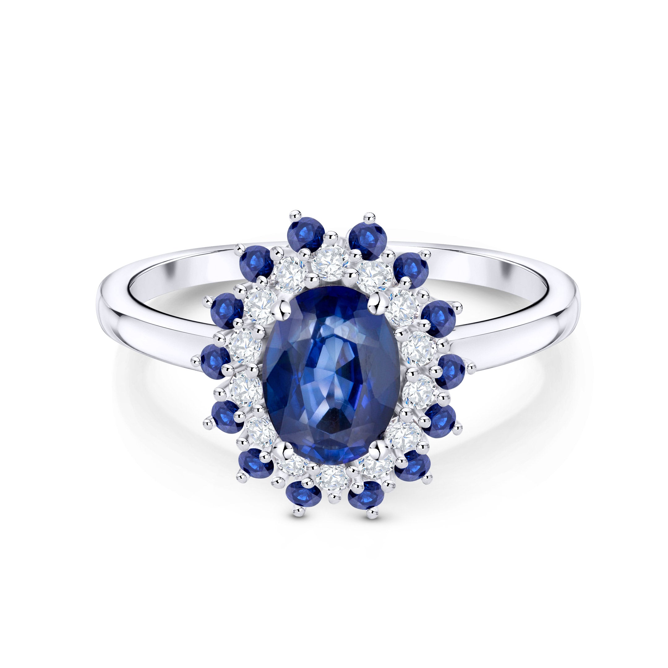 Sortija Irina Blue de Zafiro y Diamantes en Oro Blanco de 18 Kt