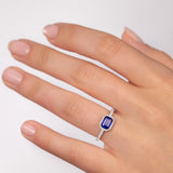 Octo Diamond and Sapphire Ring in 18k White Gold