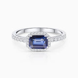 Octo Diamond and Sapphire Ring in 18k White Gold