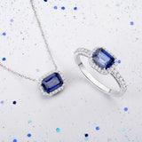 Octo Diamond and Sapphire Ring in 18k White Gold