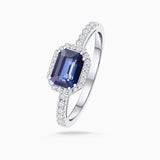 Octo Diamond and Sapphire Ring in 18k White Gold