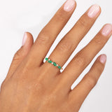 Anel Tri-Marquise de diamante e esmeralda em ouro amarelo 18K