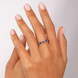Tri-Marquise Diamond and Sapphire Ring in 18k White Gold