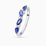 Tri-Marquise Diamond and Sapphire Ring in 18k White Gold