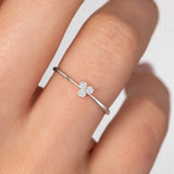 Clover Diamond Ring in 18k White Gold