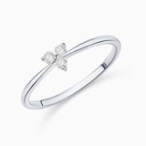 Clover Diamond Ring in 18k White Gold