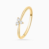 Clover Diamond Ring in 18k Yellow Gold