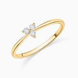 Clover Diamond Ring in 18k Yellow Gold