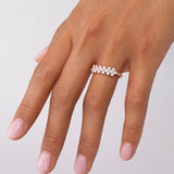 Cross Diamond Ring in 18k Rose Gold