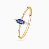 Crown Marquise Sapphire Ring in 18k Yellow Gold