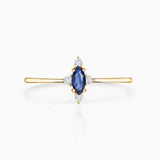 Crown Marquise Sapphire Ring in 18k Yellow Gold