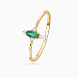 Crown Marquise Emerald Ring in 18k Yellow Gold