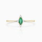 Crown Marquise Emerald Ring in 18k Yellow Gold