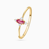 Crown Marquise Ruby Ring in 18k Yellow Gold