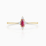 Crown Marquise Ruby Ring in 18k Yellow Gold