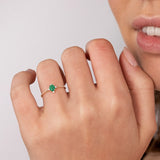 Crown Oval Emerald Ring in 18k Yellow Gold