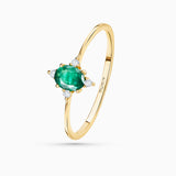 Crown Oval Emerald Ring in 18k Yellow Gold