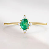 Crown Oval Emerald Ring in 18k Yellow Gold