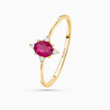 Crown Oval Ruby Ring in 18k Yellow Gold