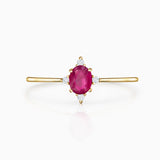 Crown Oval Ruby Ring in 18k Yellow Gold