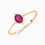 Crown Oval Ruby Ring in 18k Yellow Gold