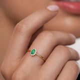 Nina Emerald and Diamond Ring in 18k Yellow Gold