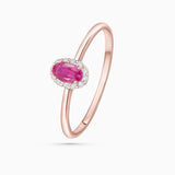 Anel Nina Rubi e Diamante em Ouro Rosa 18 K