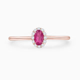 Anel Nina Rubi e Diamante em Ouro Rosa 18 K