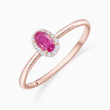 Anel Nina Rubi e Diamante em Ouro Rosa 18 K
