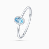 Sortija Nina de Aguamarina y Diamantes en Oro Blanco de 18 Kt