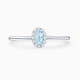 Sortija Nina de Aguamarina y Diamantes en Oro Blanco de 18 Kt