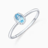 Sortija Nina de Aguamarina y Diamantes en Oro Blanco de 18 Kt