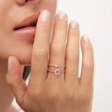 Anel Nina Pink Sapphire e Diamante em Ouro Rosa 18K
