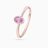 Anel Nina Pink Sapphire e Diamante em Ouro Rosa 18K