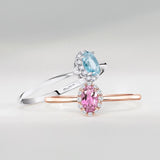 Anel Nina Pink Sapphire e Diamante em Ouro Rosa 18K