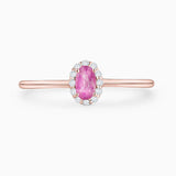 Anel Nina Pink Sapphire e Diamante em Ouro Rosa 18K
