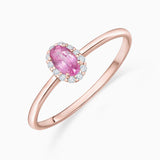 Anel Nina Pink Sapphire e Diamante em Ouro Rosa 18K