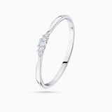 Petit Diamond Wave Ring in 18k White Gold