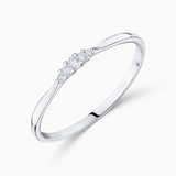 Petit Diamond Wave Ring in 18k White Gold